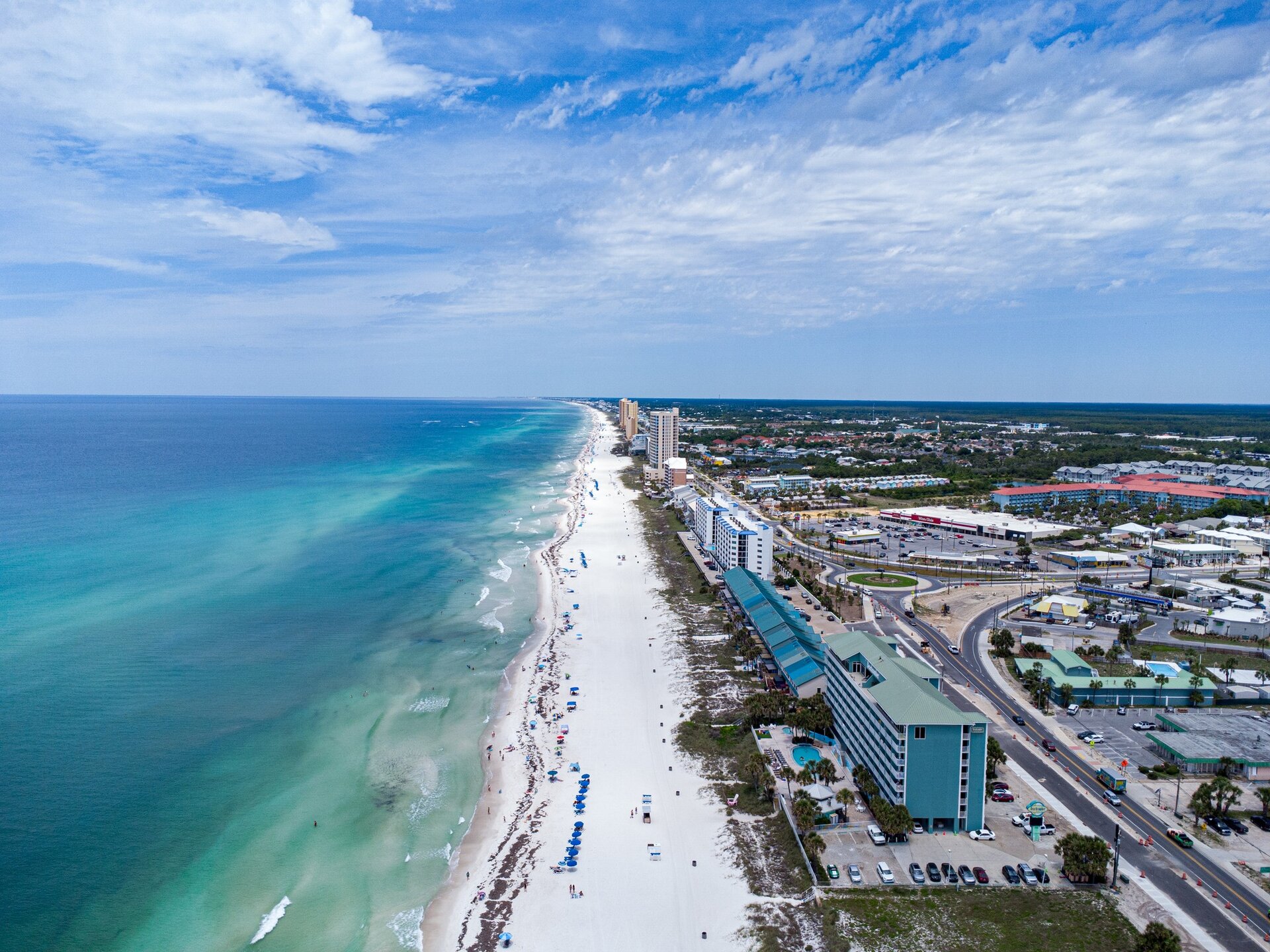 Aerial view of the Florida coastline near Panama City Beach